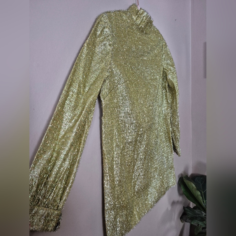 Vintage Handmade Gold Long-sleeved Mock Neck Top